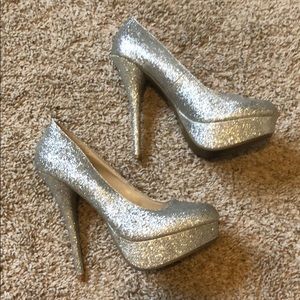 Silver sparkle heels size 7